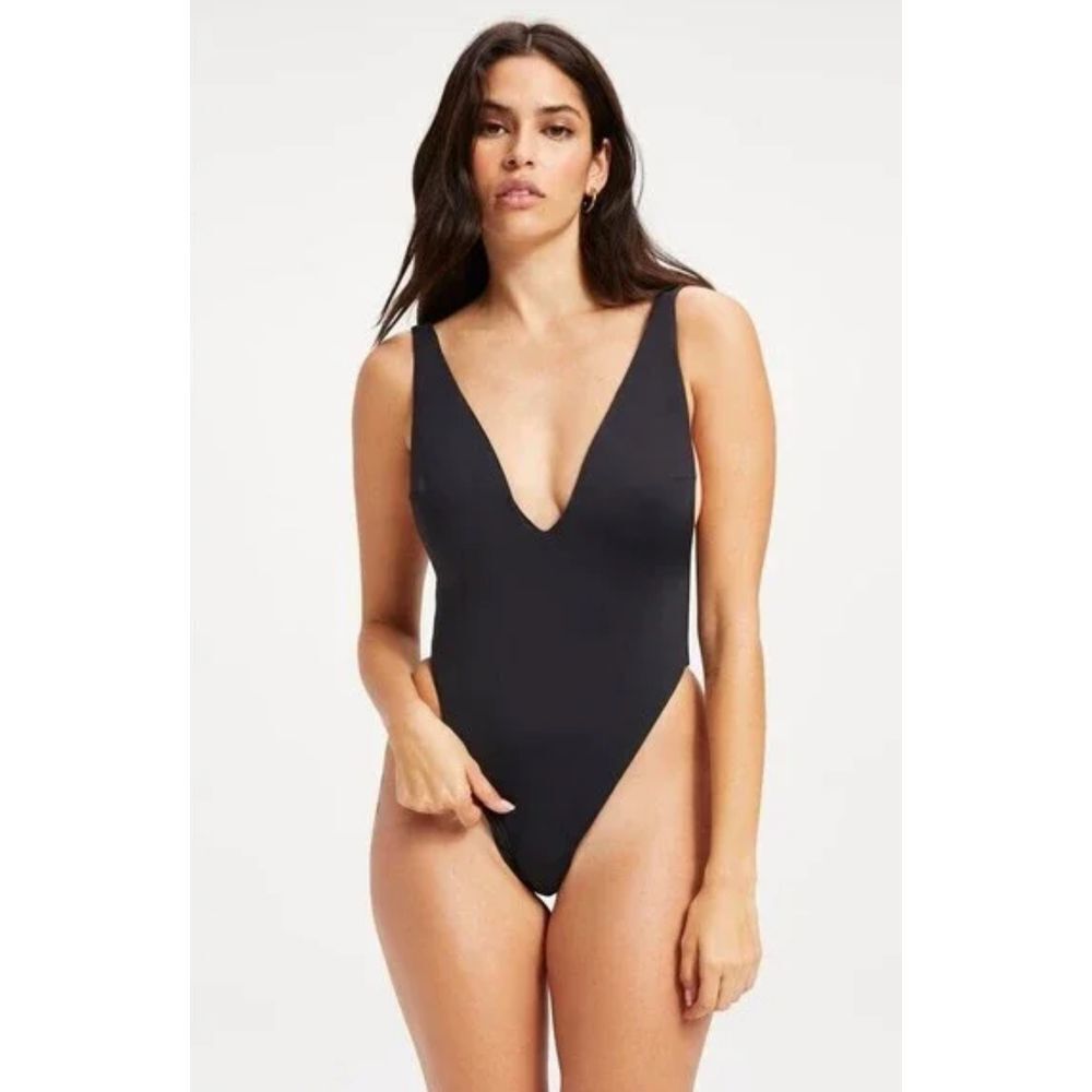 Good American Womens Black Lounge One Piece Swimsuit,‎ Size 7 (4XL)